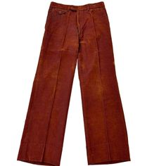 "Measurements 30\" waist measured flat, with 1.5\" to let out. 29.5\" length inseam, with 3\" to let out. Features: * Decade: 1970's * Flat Front * Style: Disco * Bell Bottoms * Trousers * Corduroy * Made in Poland Size: Mens 30 Condition: Pre-Owned Good Very good Vintage condition. Has a faint spot on the leg, see photo for reference." Vintage Brown Corduroy Bottoms, Retro Corduroy Pants With Pockets, Retro Full-length Corduroy Pants, Retro Full Length Corduroy Pants, Brown Full Length Corduroy Pants, Vintage Corduroy Straight Leg Bottoms, Vintage Straight Leg Corduroy Bottoms, Vintage Straight Leg Corduroy Pants, Vintage Corduroy Trousers