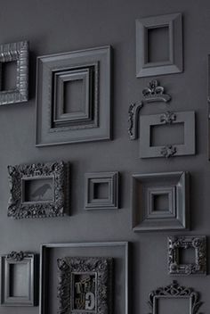 there are many different frames on the wall