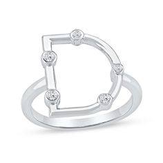 Sparkle in your new signature style with this playful lab-created diamond letter "D" ring. Sterling silver Bezel-set certified lab-created diamonds dot the sculpted letter "D" Polished open shank F color/VS2 clarity Includes certification card 1/10 ct. t.w. of lab-created diamonds Bubble Letter D, Bubble Letters, Letter D, Lab Created Diamonds, D Ring, Bezel Setting, Signature Style, Sterling Silver Rings, Lab