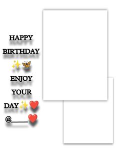 two greeting cards with hearts and stars on them, both have the words happy birthday enjoy your day