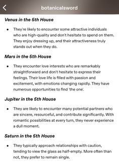 an iphone screen with the words, venus in the 5th house and saturn in the fifth house