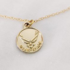 Gold-fill chainFeatures a chain extender: wear it as 16” or 18” length!Spring ring claspPendant is 16mm long & 2mm thickLaser-Cut Air Force design 💙 Air Force Logo, Mom Challenge, Army Mom Shirts, Gold Medallion Necklace, Chart Astrology, Air Force Mom, Marine Mom, Military Mom, Navy Mom