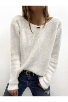 Size from S to 2XL, Free Shipping Over $79, Please Check the Size Chart Carefully Before You Buy the item. +Please note that slight color difference should be acceptable due to the light and screen. White Long Sleeve Sweater, White Sweater, Casual Sweaters, Cool Sweaters, Sleeves Pattern, White Sweaters, Ponchos, White Long Sleeve, Vneck Sweater