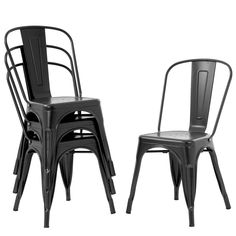 two black metal chairs side by side