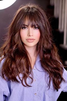 best and trendy long haircut with bangs and layers, curtain bangs for long hair, layered long haircut, layered long hiarstyle, long layered hiarcuts, long haircuts for brunette, brown long hair, brown to blonde hair , hairstyle with bagns and layers #longhaircut #longhairstyle #layeredhair #curtainbangs #layeredhair Mid Length Hair With Layers And Bangs Round Faces, Long Haircuts With Bangs, Long Brown Hair, Long Hair With Bangs, Long Layered Hair, Haircuts For Long Hair, Haircuts With Bangs, Long Hair Cuts, Medium Length Hair Cuts