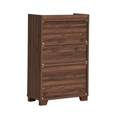 a wooden dresser with three drawers on it