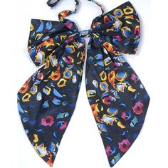 an image of a black scarf with colorful flowers on it