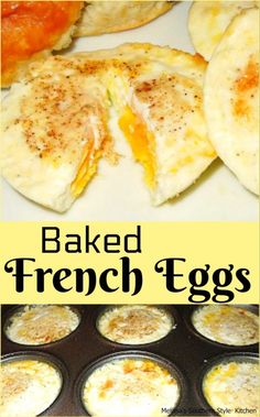 baked french eggs in muffin tins with text overlay