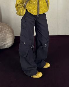 The Song for the Mute mustard painted sherpa jacket and Acne Studios charcoal straight leg pants styled with the Kiko Kostadinov black pebble Cailleach bag and Rick Owens mustard low sneakers. Black Pebbles, Sherpa Jacket, Low Sneakers, Rick Owens, Straight Leg Pants, Fashion Pants, Acne Studios, Straight Leg