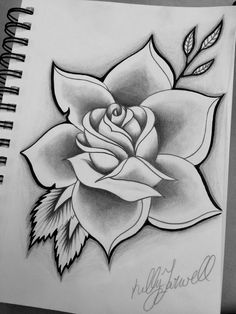 a pencil drawing of a rose with leaves on it's petals and the words, my