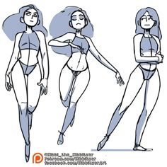 three different poses of a woman in swimsuits