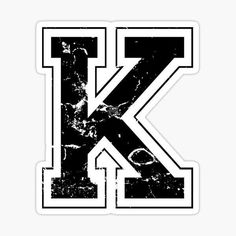 the letter k is made up of black and white letters with grungy paint