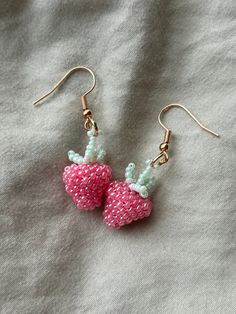 Beaded Strawberry Earrings 🍓 These cute earrings are made from seed beads and are lightweight! Perfect for any cute outfit! They give me cottagecore vibes ✨ Purchase includes a pair of these earrings💕. Cute Handmade Adjustable Beaded Earrings, Beaded Strawberry Earrings, Beaded Strawberry, Strawberry Earrings, Cottagecore Vibes, Beads Earrings, Cute Earrings, Cute Outfit, Beaded Earrings