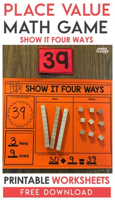 the place value math game show it four ways with free printable worksheets