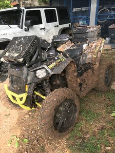 an atv that has been covered in mud