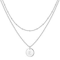 two necklaces with the letter e on each one and an initial charm in the middle