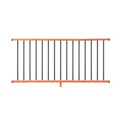 an orange and black railing against a white background