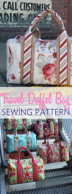 the travel duffel bag sewing pattern is on display