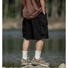 Summer Casual Elastic Waist Cargo Shorts Fabric: 100%polyester Size: M, L, XL, 2XL, 3XL Multiple Color Selections: Black, Khaki, Coffee  Season: Summer Dance Pants Hip Hop, Dance Pants, Shorts Sweatpants, Tactical Pants, Solid Color Shirt, Outdoor Jacket, Sweat Shorts, Pullover Shirt, Cardigan Tops