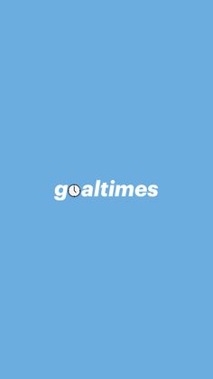 the word goaltimes is written in white on a blue background with an orange clock