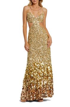 The sparkle builds from top to bottom in a high-wattage gown that shows plenty of skin. 61" length Sweetheart neck with halter straps Open back Lined 100% polyester Spot clean Imported Asian Owned/Founded Mac Duggal, Sweetheart Neck, Open Back, Sequin, Mac, Sparkle, Nordstrom, Science, Womens Dresses