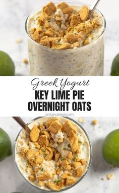 two glasses filled with key lime pie overnight oats