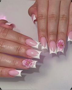 #nails #frenchtip nails flowers frenchies #frenchies #acrylic #acrylicnaildesigns #cleannails clean nails #baddienails short french tip nails with pink flower square nails Orchid Nails Square, French Tip Nails With Pink, Short Nail Inspo 2024, Acrylic Nails Medium Length, Acrylic Nails Medium, Nails With Pink, Pink Tip Nails, Acrylic Nails Nude, Nails Medium Length