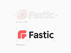 the logo for fastic is shown in black and white, with red letters on it