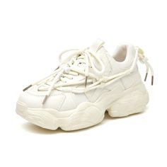 PRICES MAY VARY. 【Premium Quality】The uppers of white chunky sneakers are made of pigskin suede, leather and mesh textile, with soft and smooth leather, moderate thickness, good breathability, no foot odor or sweating, and strong suppleness, suitable for long periods of standing or walking. 【Unique Design】These chunky white sneakers for women are designed with a lace-up closure to ensure a secure, adjustable fit, and the laces are uniquely cross-woven, which is not only fashionable and beautiful Chunky White Sneakers, Chunky Dad Sneakers, White Chunky Sneakers, Platform Tennis, Dad Sneakers, Dad Shoes, Cross Training Shoes, Sneakers For Women, Lace Up Sneakers