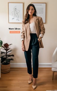 Elevating Professionalism: Business Outfits for Women 2024 Casual Business Blazer, Womens Fall Business Outfits, Working Professional Woman, Women Career Outfits, Size 8 Work Outfits Women, Minimalist Office Wardrobe Women, Womens Casual Professional Outfits, Style For Working Women, Plus Size Trendy Work Outfits