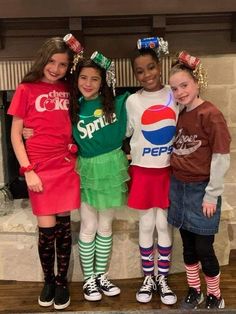 30 DIY Funny Group Halloween Costumes For Teens (group Of Three, Four, Five Or More) - RecipeMagik Fun School Halloween Costumes, Soda Costumes Halloween, Triplet Ideas For Spirit Week, M And M Costume Group, Soda Costume, M M Halloween Costume, Sprite Costume, Group Halloween Costumes For Teens, Drink Costume