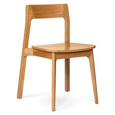 a wooden chair on a white background with the seat up and back turned to the side