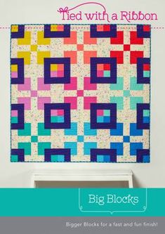 the big blocks quilt pattern is featured on this page, with text overlaying it