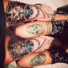 cyycki |  husband name tattoos for women on thigh Skull Thigh Tattoos, Husband Tattoo, Inspiring Tattoos, Inspiration Tattoo, Thigh Tattoos Women, Thigh Tattoos, Custom Tattoo Design