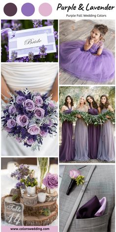 purple and lavender wedding color palettes for the bridesmaid, bridal party