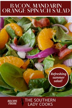 the southern lady cooks cookbook features an image of a salad with oranges and spinach