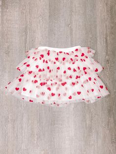 Layers Of Love Skirt | sassyshortcake.com | sassy shortcake Honeymoon Avenue, Heart Skirt, Sassy Shortcake, White Tutu, White Tulle, Red Hearts, Monster High, Red Heart, Of Love