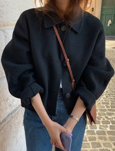 Chic Outerwear, Long Sleeves Coats, Short Coat, Looks Style, Coat Fashion