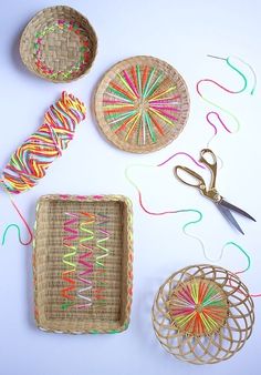 the craft supplies are laid out on the table to be used for crafts and decoration