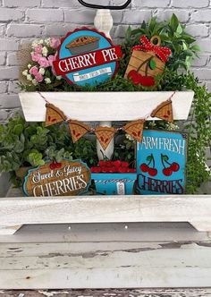 Cherry Tiered Tray Set - Cherry Pie Lucky Sign, Vegetable Crates, Tiered Tray Diy, Wood Items, Tray Ideas, Tray Diy, Diy Set, Tray Set, Diy Paint