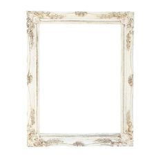 an ornate white frame on a white background