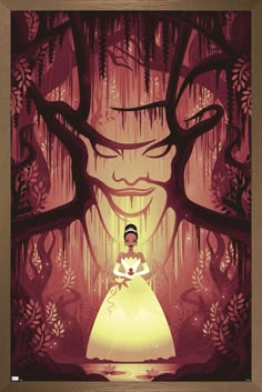 the princess and the frog is standing in front of a tree with its eyes closed