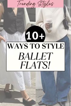 Here are some of the top ways that you can style a pair of ballet flats. Click to learn more👇 Ballet Flats Outfit 2024, How To Wear Ballet Flats, How To Style Ballet Flats 2024, Ballet Flats With Socks, How To Style Ballet Flats, How To Wear Flats, Outfits With Ballet Flats