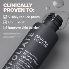 Paula's Choice SKIN PERFECTING 2% BHA Liquid Salicylic Acid Exfoliant-Facial Exfoliant for Blackheads, Enlarged Pores, Wrinkles & Fine Lines Pores And Blackheads, Bha Liquid Exfoliant, Liquid Exfoliant, Peeling Facial, For Blackheads, Paula's Choice, Reduce Pores, Facial Peel, Younger Skin