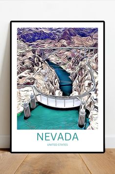 Nevada travel print - Hydroelectric Power Plant - Experience the industrial marvel of Nevada with this captivating artwork. Hydroelectric Power Plant, Hydroelectric Power, Hoover Dam, Lovely Places, Sustainable Energy, Power Plant