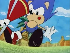 sonic the hedgehog is holding a baseball bat