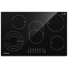 a black electric cooktop with four burners