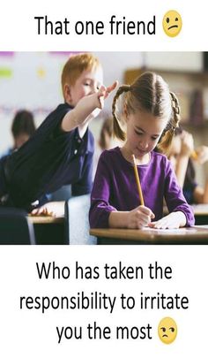 two children sitting at desks with one writing and the other holding a pencil in their hand