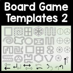 the board game templates 2 is shown in black and white, with an arrow pointing to