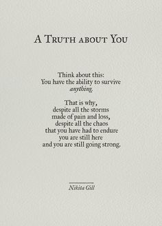 a poem written in black ink on white paper with the words truth about you above it